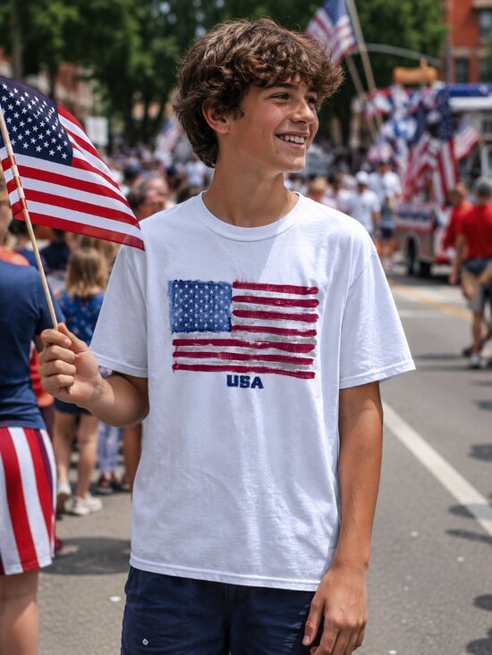 Gildan Other - USA Flag Destressed T-Shirt Gildan 100% Cotton Patriotic Youth XL America250